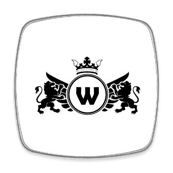 buchstabe W Wappen - Viereckiger Kühlschrankmagnet - Weiß - Vorne
