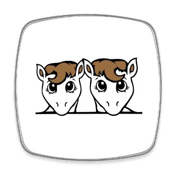 2 chevaux couple mignon poney deux amis couple équipe - Magnet carré - blanc - Devant