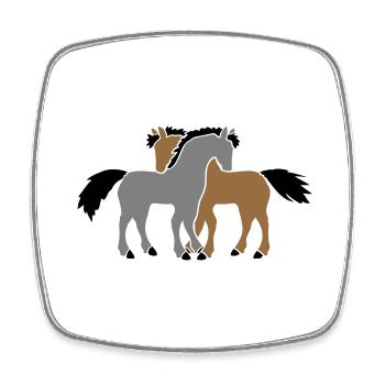 2 Chevaux Équipe Poney Poulain Couple Amoureux Amis - Magnet carré - blanc - Devant