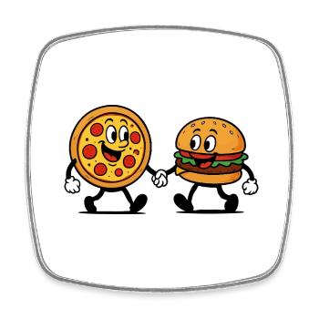 Pizza Burger - Magnet carré - blanc - Devant