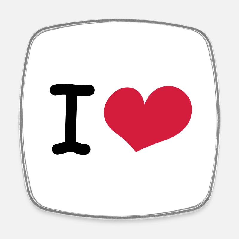 i love - Square fridge magnet - white
