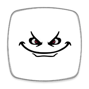 Evil Peep Cartoon Face Cool Monster Grin - Square fridge magnet - white - Front