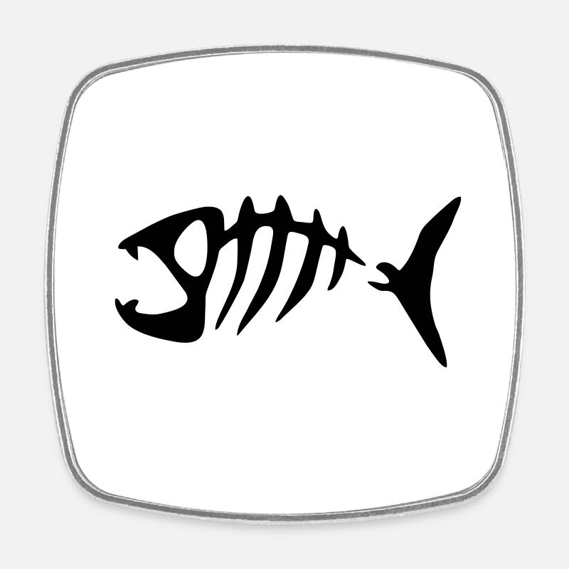 Piranha Fish Fish Bone Grete - Square fridge magnet - white