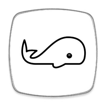 whale58 - Magnet carré - blanc - Devant