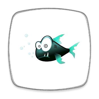 Lustiger Fisch - Viereckiger Kühlschrankmagnet - Weiß - Vorne