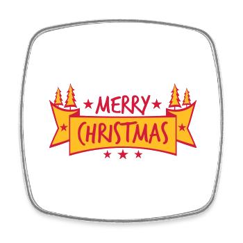 banner tannenbaum text design logo tanne sterne fr - Viereckiger Kühlschrankmagnet - Weiß - Vorne