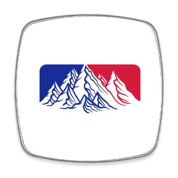 rot blau logo berge huegel alpen wandern urlaug fe - Viereckiger Kühlschrankmagnet - Weiß - Vorne