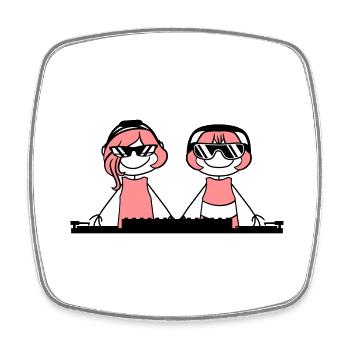 2 friends girlfriends couple duo love mixer pla - Square fridge magnet - white - Front