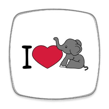elefant i love liebe herz sitzend suess kalb klein - Viereckiger Kühlschrankmagnet - Weiß - Vorne