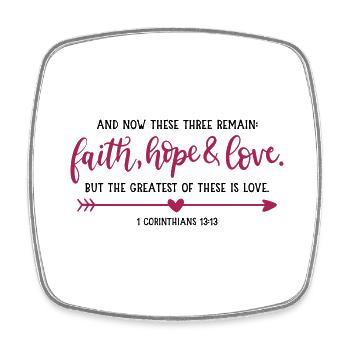faith, hope & love - Viereckiger Kühlschrankmagnet - Weiß - Vorne
