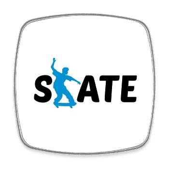 logo skate texte skateboard stunt trick conduire spas - Magnet carré - blanc - Devant
