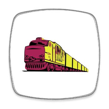 Freight railway locomotive - Square fridge magnet - white - Front
