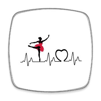Heartbeat mit Herz ballett3 - Viereckiger Kühlschrankmagnet - Weiß - Vorne