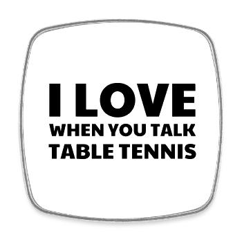 Table Tennis - Ping Pong - Sport - Racket - Ball - Magnet carré - blanc - Devant