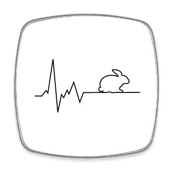 heartbeat rabbit - Square fridge magnet - white - Front