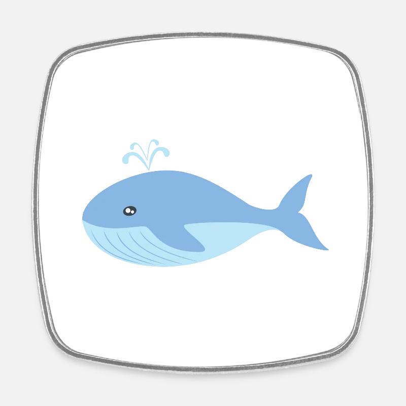 baleine - Magnet carré - blanc