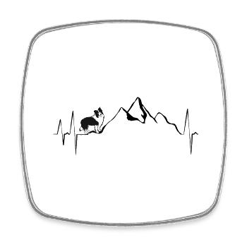 Border Collie Geschenke Herzschlag Wandern Hunde - Viereckiger Kühlschrankmagnet - Weiß - Vorne