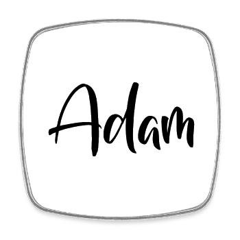 Name - Adam - Square fridge magnet - white - Front