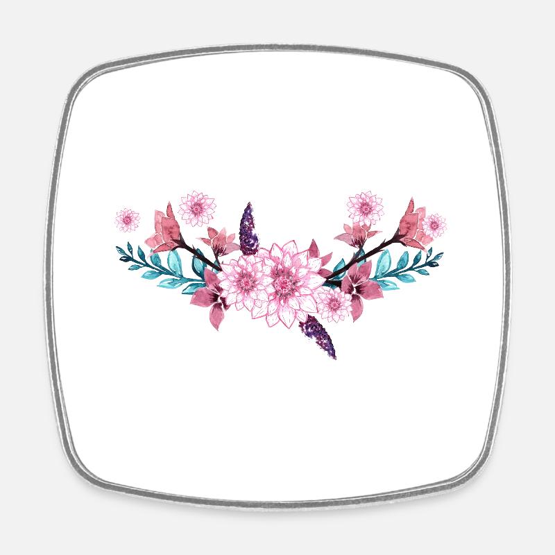 fleurs - Magnet carré - blanc