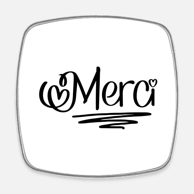 Merci - Magnet carré - blanc
