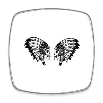 Indian chief skull feather jewelry - Square fridge magnet - white - Front