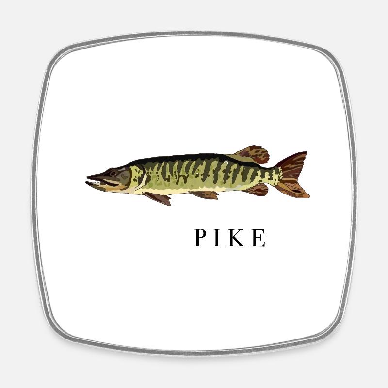 The Pike / der Hecht - Square fridge magnet - white