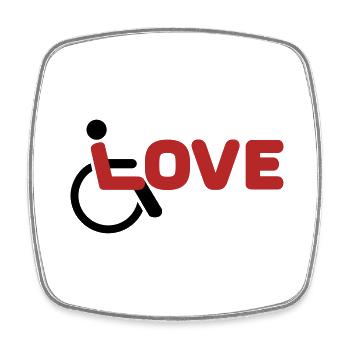 Love Rollstuhl Behindert - Viereckiger Kühlschrankmagnet - Weiß - Vorne
