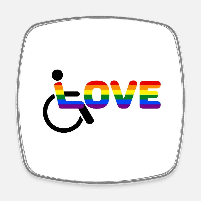 Fauteuil roulant Amour Handicapé - Magnet carré - blanc