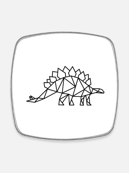Stegosaurus Géométrie Dino - Magnet carré - blanc