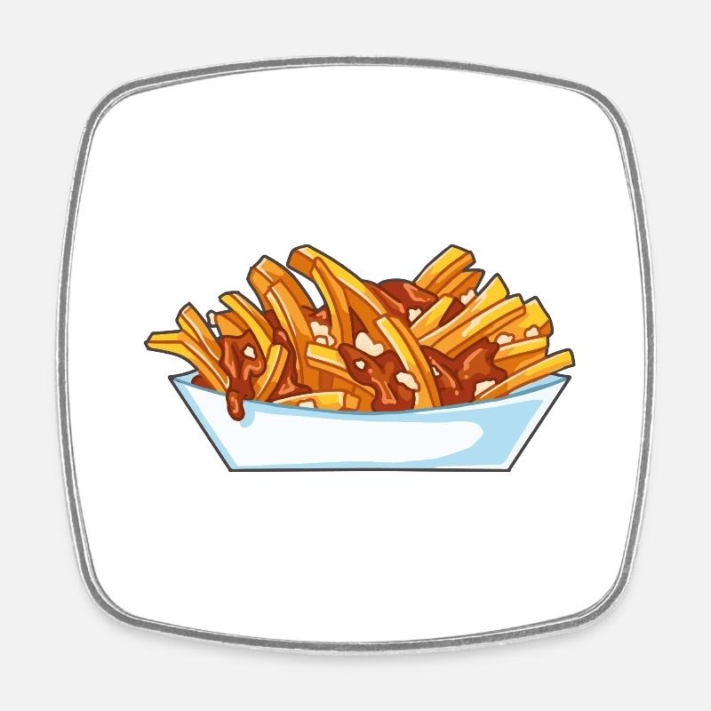Poutine - Magnet carré - blanc