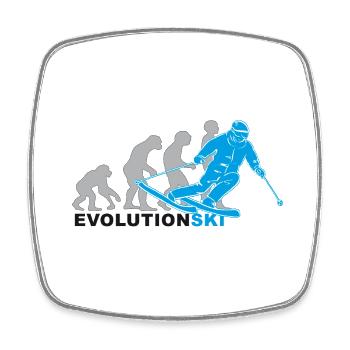 evolution ski, skiing, skiing, ski slope - Square fridge magnet - white - Front