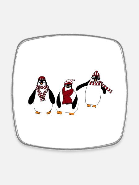 Pingouins - Magnet carré - blanc