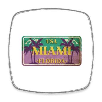Miami Floride États-Unis Amérique Bouclier d’été des palmiers - Magnet carré - blanc - Devant