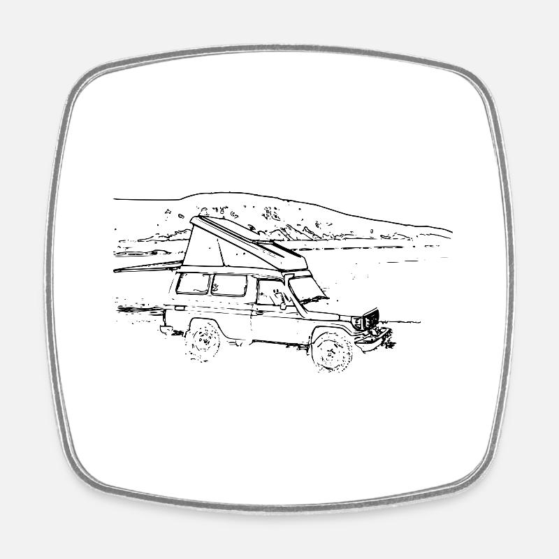 Off-roader at the lake - Square fridge magnet - white