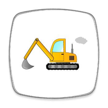Bagger - Viereckiger Kühlschrankmagnet - Weiß - Vorne