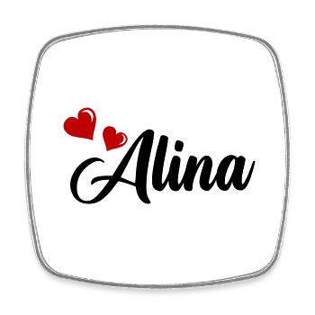 Alina - Viereckiger Kühlschrankmagnet - Weiß - Vorne