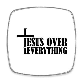 Jesus Over Everything - Viereckiger Kühlschrankmagnet - Weiß - Vorne