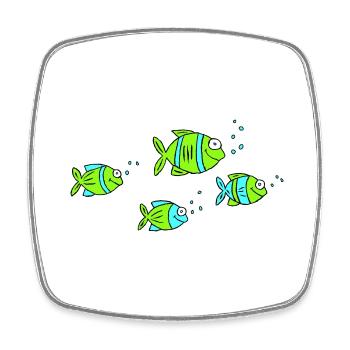 Fische Wasser Meer Graffiti Kinderzeichnung Natur - Viereckiger Kühlschrankmagnet - Weiß - Vorne