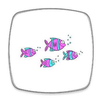 Poisson Cichlide Eau Mer Graffiti Dessin - Magnet carré - blanc - Devant