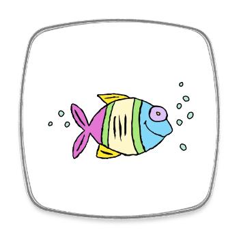 Poisson Cichlide Eau Mer Graffiti Dessin - Magnet carré - blanc - Devant