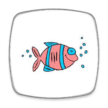 Poisson Cichlide Eau Mer Graffiti Dessin - Magnet carré - blanc - Devant
