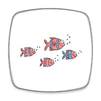 Poisson Cichlide Eau Mer Graffiti Dessin - Magnet carré - blanc - Devant