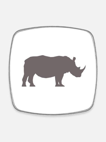 Rhino Profile Grey - Square fridge magnet - white