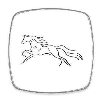 Horse Line Art - Minimalist - Square fridge magnet - white - Front