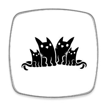 Familie Papa Mama Katzen - Viereckiger Kühlschrankmagnet - Weiß - Vorne