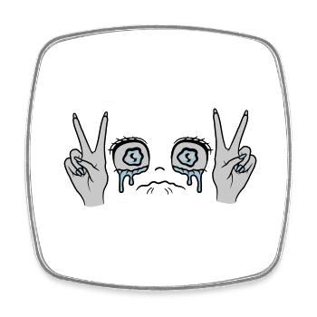 Female Victory Hand Signal Girl - Square fridge magnet - white - Front