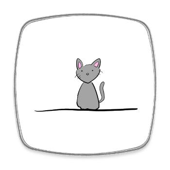 Grey Cat Line Animal Pet - Square fridge magnet - white - Front