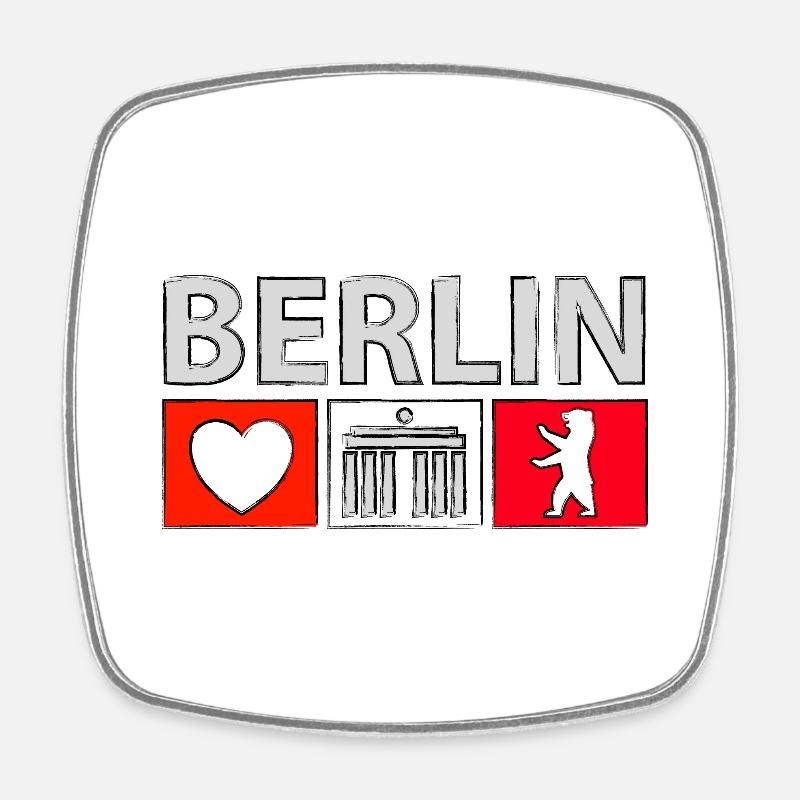Berlin mit Herz - Viereckiger Kühlschrankmagnet - Weiß