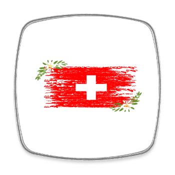 Schweizer Flagge - Viereckiger Kühlschrankmagnet - Weiß - Vorne