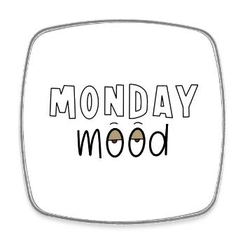 Monday Mood Tired Eyes Cartoon Letters - Square fridge magnet - white - Front